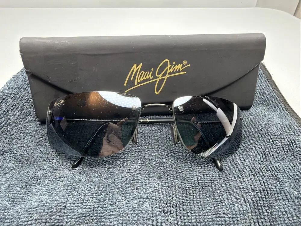 MAUI JIM Sunglasses MJ-352-02 Pali Black Flexon Polarized Half Rim Case Unisex